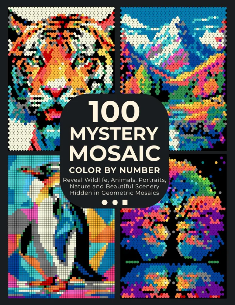 Раскраска по номерам Pixel Art Books — 100 загадочных мозаик: шедевры пиксель-арта, 206 стр.