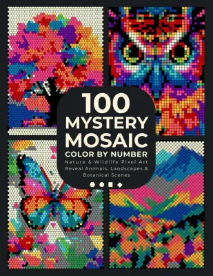 Раскраска по номерам Pixel Art Books — 100 загадочных мозаик: природа и животные, 206 стр.