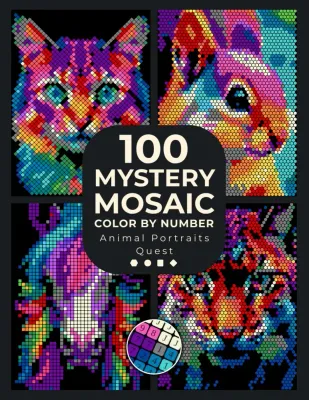 Раскраска по номерам Pixel Art Books — 100 загадочных мозаик: портреты животных, 206 стр.