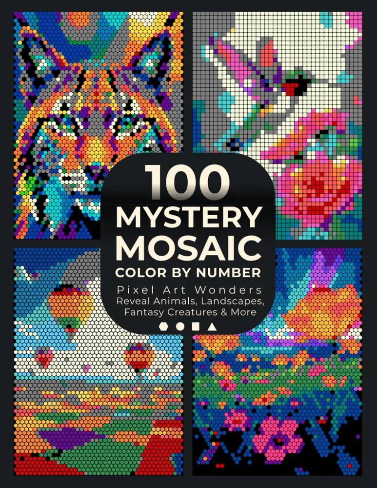 Раскраска по номерам Pixel Art Books — 100 загадочных мозаик: чудеса пиксель-арта, 206 стр.
