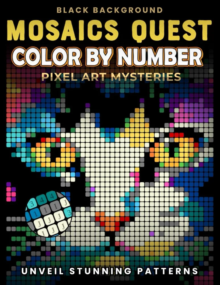 Раскраска по номерам Pixel Art Books — Mosaics Quest: тайны пиксель-арта, 106 стр.