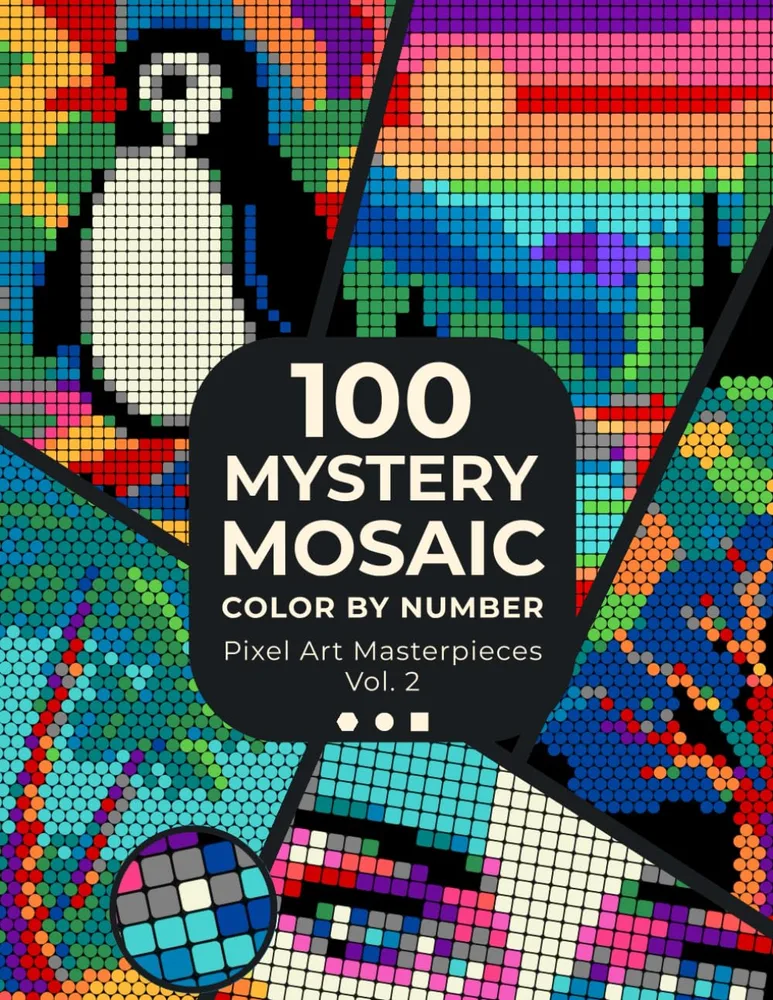 Раскраска по номерам Pixel Art Books — 100 загадочных мозаик: шедевры пиксель-арта, Vol. 2, 206 стр.