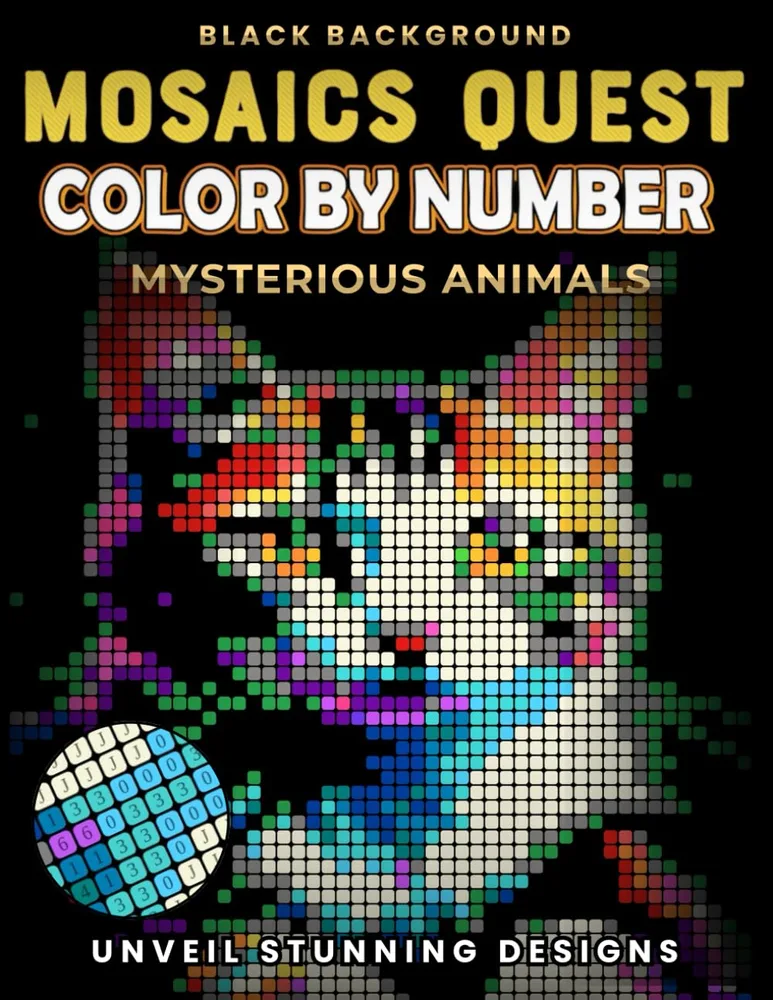 Раскраска по номерам Pixel Art Books — Mosaics Quest: загадочные животные, пиксель-арт, 106 стр.
