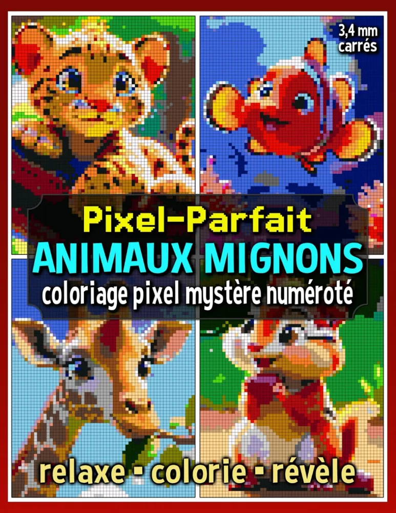 Раскраска по номерам Raya Jewel — Pixel-Parfait: милые животные, загадочная мозаика, 92 стр.