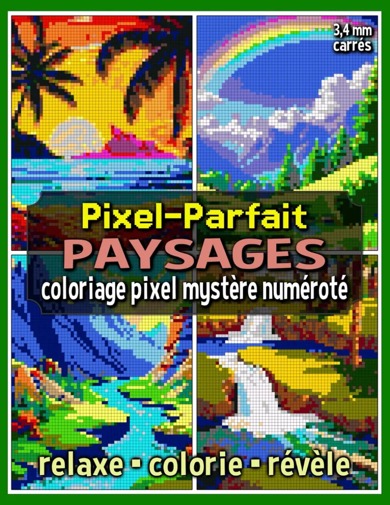 Раскраска по номерам Raya Jewel — Pixel-Parfait: пейзажи, загадочная мозаика, 92 стр.