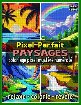 Раскраска по номерам Raya Jewel — Pixel-Parfait: пейзажи, загадочная мозаика, 92 стр.