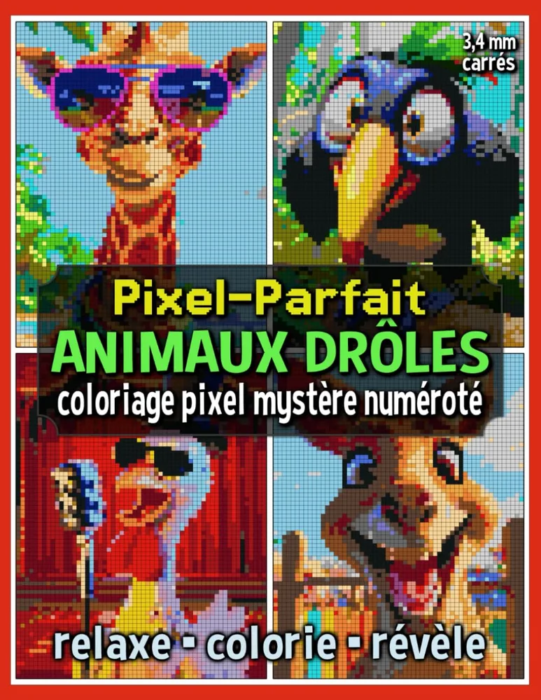 Раскраска по номерам Raya Jewel — Pixel-Parfait: забавные животные, загадочная мозаика, 92 стр.