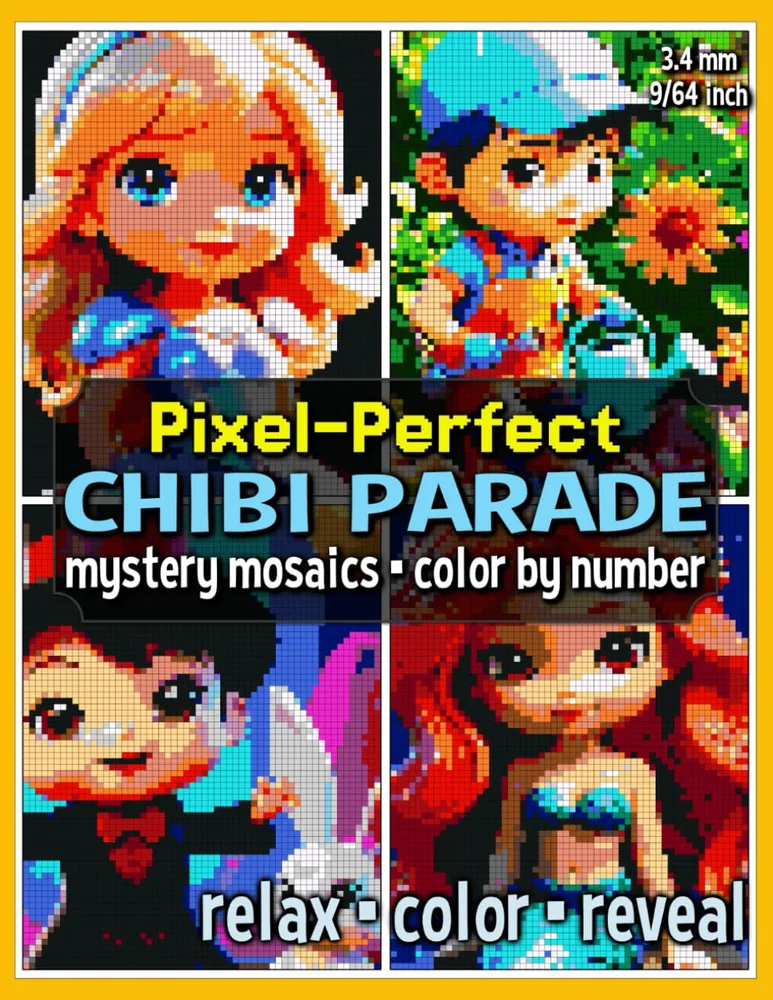 Раскраска по номерам Raya Jewel — Pixel-Perfect: парад чиби, загадочная мозаика, 92 стр.