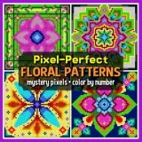Раскраска по номерам Raya Jewel — Pixel-Perfect: симметричные цветочные узоры, 92 стр. — фото 2