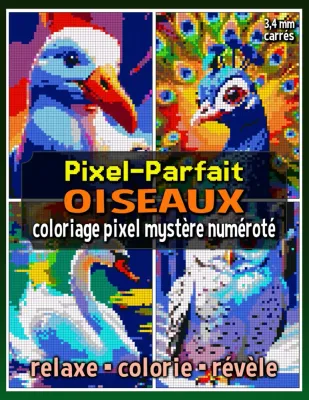 Раскраска по номерам Raya Jewel — Pixel-Parfait: птицы, загадочная мозаика, 92 стр.