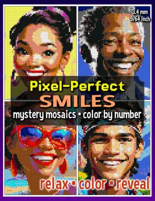 Раскраска по номерам Raya Jewel — Pixel-Perfect: улыбки, загадочная мозаика, 92 стр.