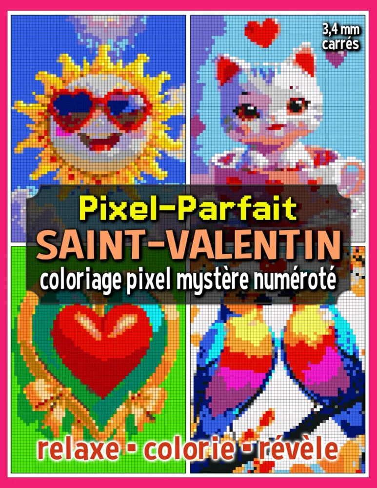 Раскраска по номерам Raya Jewel — Pixel-Parfait: День святого Валентина, загадочная мозаика, 92 стр.