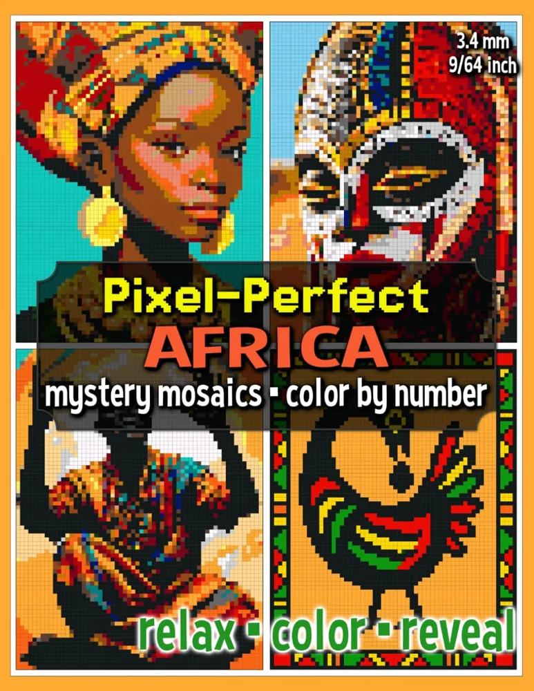 Раскраска по номерам Raya Jewel — Pixel-Perfect: Африка, загадочная мозаика, 92 стр.