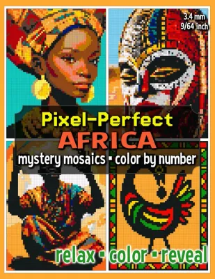 Раскраска по номерам Raya Jewel — Pixel-Perfect: Африка, загадочная мозаика, 92 стр.
