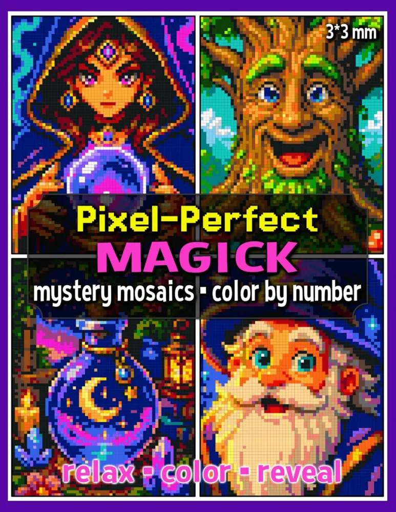 Раскраска по номерам Raya Jewel — Pixel-Perfect: магия и фэнтези, загадочная мозаика, 92 стр.
