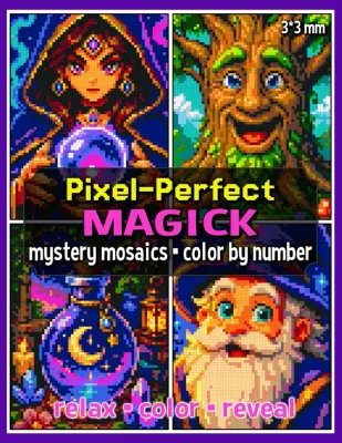 Раскраска по номерам Raya Jewel — Pixel-Perfect: магия и фэнтези, загадочная мозаика, 92 стр.