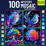 Раскраска по номерам Celeste Starling — Загадочная мозаика Colorful Quest, пиксель-арт на чёрном фоне, 207 стр. — фото 2