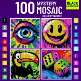 Раскраска по номерам Celeste Starling — Загадочная мозаика Vibrant Color Quest, пиксель-арт на чёрном фоне, 207 стр. — фото 1