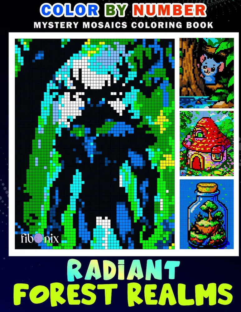 Раскраска по номерам Fibo Nix — Загадочная мозаика Radiant Forest Realms, феи, для взрослых, 110 стр.