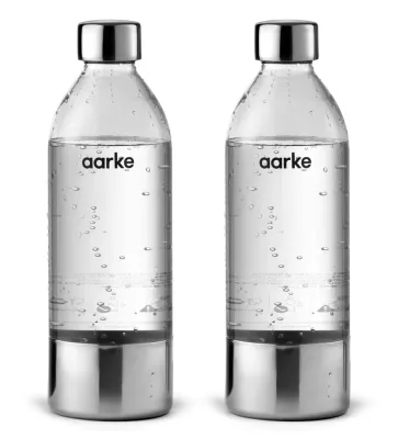 Бутылки Aarke PET 1000 мл, набор 2 шт, для газированной и негазированной воды, без BPA, прозрачные с серебристым