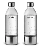 Бутылки Aarke PET 1000 мл, набор 2 шт, для газированной и негазированной воды, без BPA, прозрачные с серебристым — фото 1