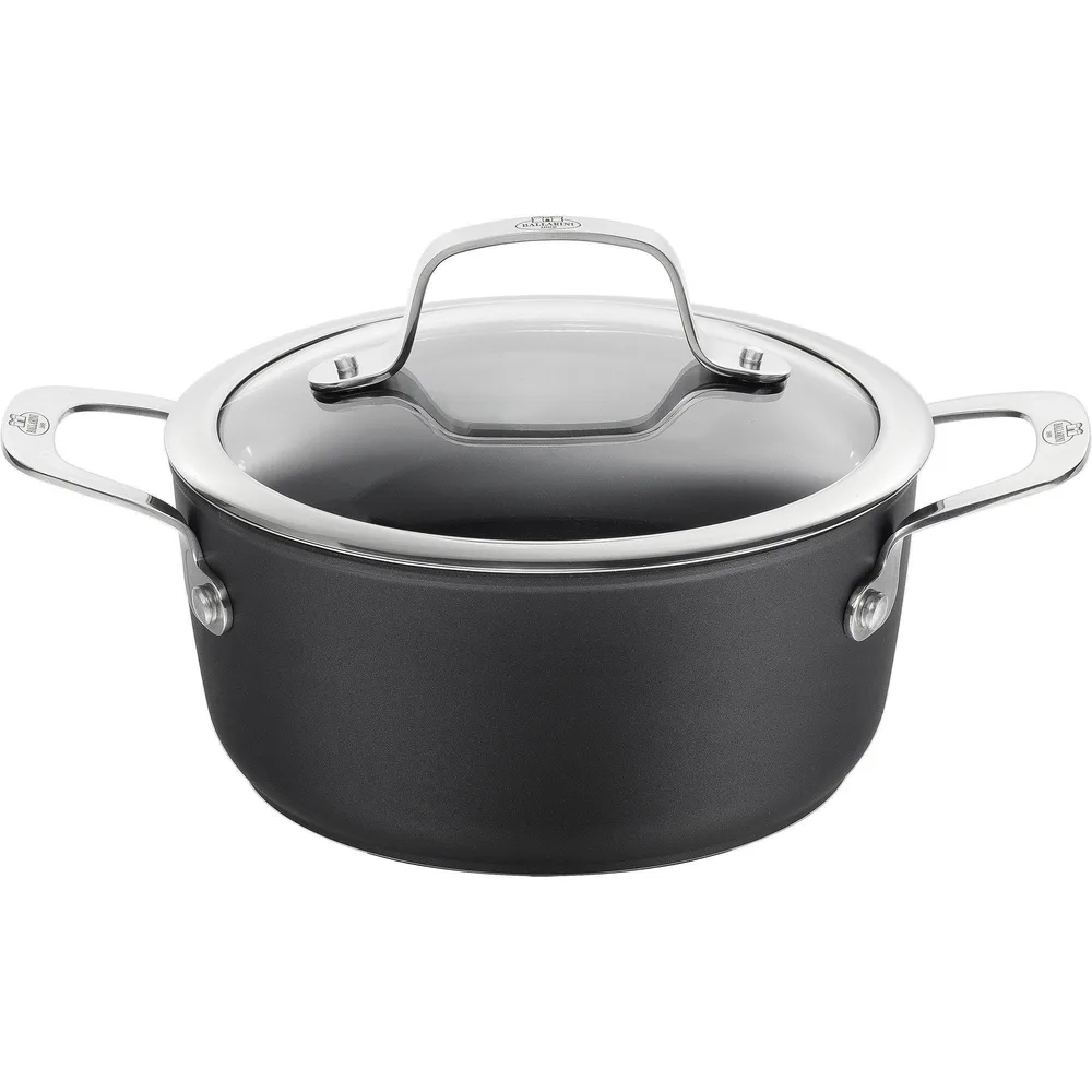 Кастрюля с крышкой Ballarini Alba 20 см 2,7 л, кованый алюминий, антипригарное покрытие Keravis, для индукции, чёрная
