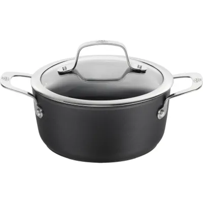Кастрюля с крышкой Ballarini Alba 20 см 2,7 л, кованый алюминий, антипригарное покрытие Keravis, для индукции, чёрная