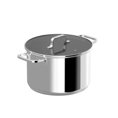 Кастрюля с крышкой BergHOFF DiNA Helix 24 × 15 см 6,6 л, нержавеющая сталь, капсульное дно, для индукции и духовки