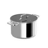 Кастрюля с крышкой BergHOFF DiNA Helix 24 × 15 см 6,6 л, нержавеющая сталь, капсульное дно, для индукции и духовки — фото 1
