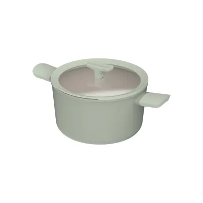 Кастрюля с крышкой BergHOFF Leo Balance 24 × 14 см 5,5 л, керамическое покрытие CeraGreen, алюминий, для индукции, зелёная