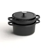 Кастрюля чугунная с крышкой BergHOFF Leo Graphite 26 см 5,7 л, эмалированная, для индукции и духовки, графитовая — фото 2