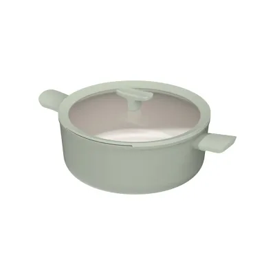 Кастрюля с крышкой BergHOFF Leo Balance 28 см 6,2 л, керамическое покрытие CeraGreen, алюминий, для индукции, зелёная
