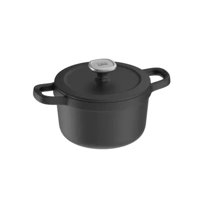 Кастрюля чугунная с крышкой BergHOFF Leo Graphite 20 см 3 л, матовая эмаль, для индукции и духовки до 280 градусов