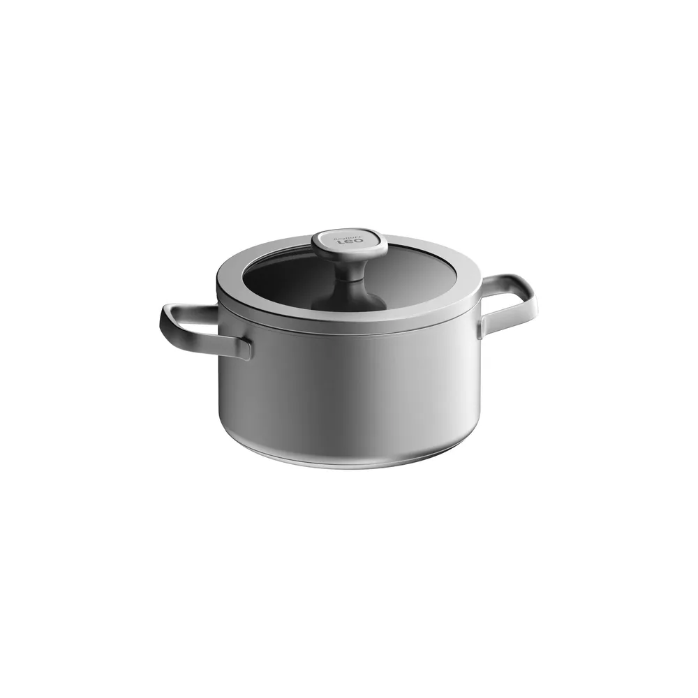 Кастрюля с крышкой BergHOFF Leo Grafit 20 см 3,4 л, нержавеющая сталь, капсульное дно, мерная шкала, для индукции