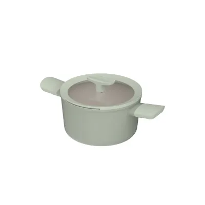 Кастрюля с крышкой BergHOFF Leo Balance 20 см 3,1 л, керамическое покрытие CeraGreen без PFAS, для индукции, зелёная
