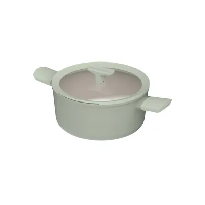 Кастрюля с крышкой BergHOFF Leo Balance 24 см 4,4 л, низкая, керамическое покрытие CeraGreen, для индукции, зелёная