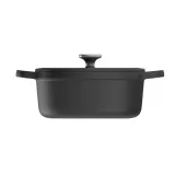 Кастрюля чугунная овальная с крышкой BergHOFF Leo Graphite 27 × 22 см 4,8 л, эмалированная, для индукции и духовки — фото 1