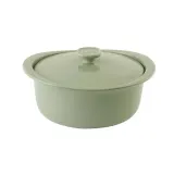 Круглое блюдо для запекания с крышкой BergHOFF Leo Balance 4,5 л, каменная керамика, зелёное — фото 1