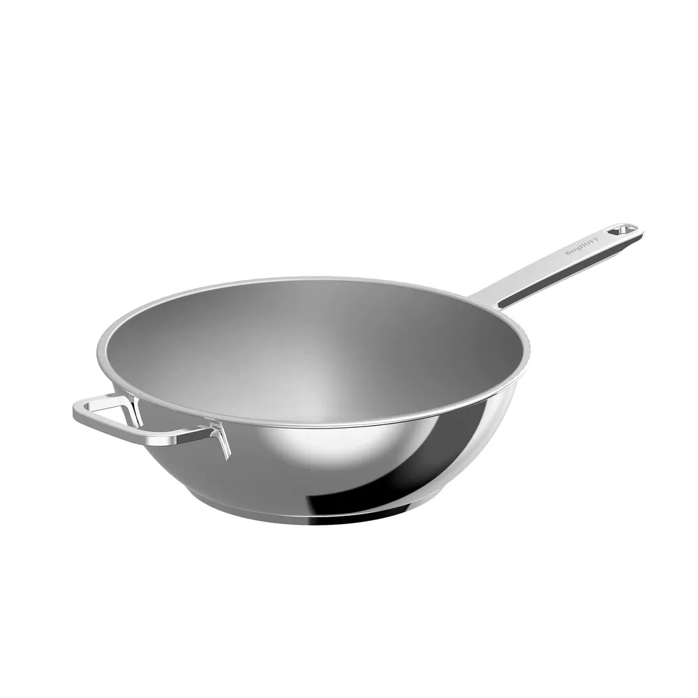 Вок BergHOFF Dina Helix 30 см из переработанной нержавеющей стали, сатинированная отделка, капсульное дно, индукция, духовка до 250 градусов