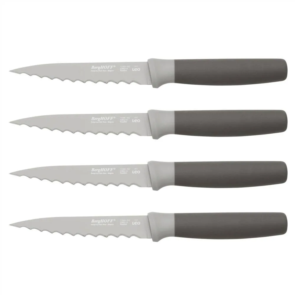 Набор ножей для стейка BergHOFF Leo Balance Grey 4 шт, зубчатые клинки из нержавеющей стали