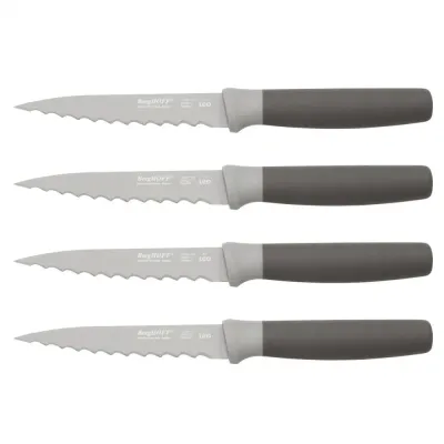 Набор ножей для стейка BergHOFF Leo Balance Grey 4 шт, зубчатые клинки из нержавеющей стали