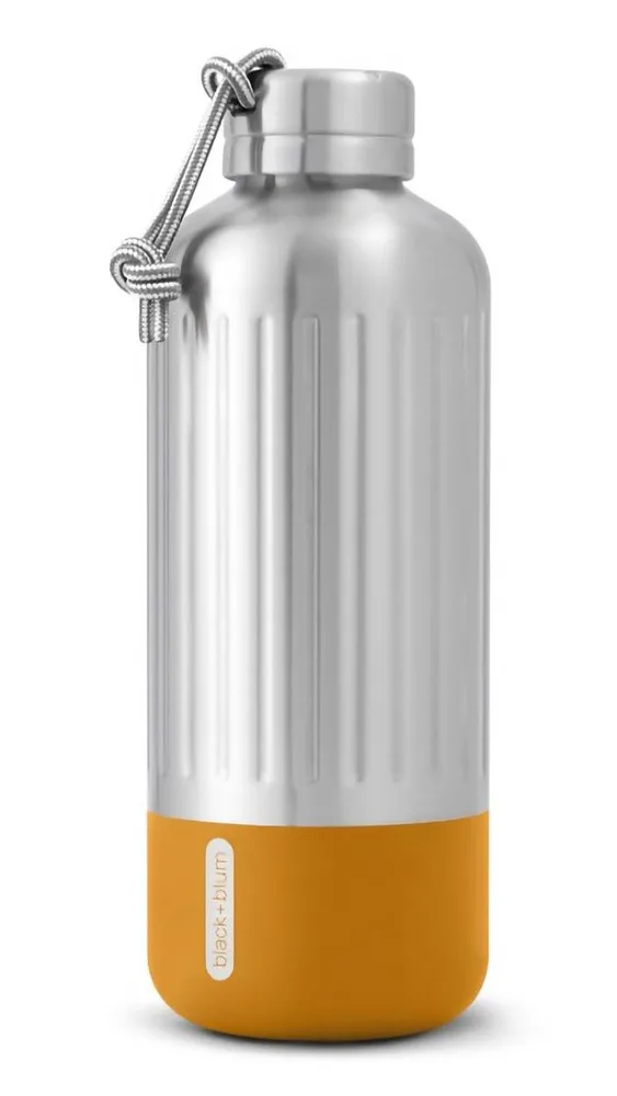 Термобутылка Black+Blum Explorer 850 мл из нержавеющей стали, вакуумная изоляция, серебристая с оранжевым низом