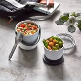 Контейнер для обеда Black+Blum Lunch Pot 300 мл и 600 мл, двухъярусный, со стальной вилкой, оливковый — фото 2