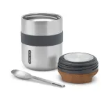 Термос для еды Black+Blum New Version 550 мл, нержавеющая сталь 18/8, пробковый элемент, ложка и ремешок в комплекте, серый — фото 2