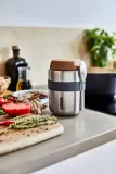 Термос для еды Black+Blum New Version 550 мл, нержавеющая сталь 18/8, пробковый элемент, ложка и ремешок в комплекте, серый — фото 4