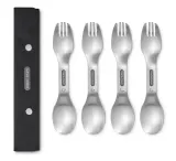 Ложки-вилки туристические Black+Blum Outdoor, набор 4 шт с чехлом, нержавеющая сталь 304/18-8, 20,5 см — фото 2