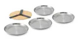 Тарелки стальные Black+Blum Outdoor 25,6 см, набор 4 шт с бамбуковой доской и ремнём, серебристые — фото 2