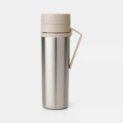 Термобутылка Brabantia Make & Take 0,5 л из нержавеющей стали, вакуумная изоляция, бежевая Soft Beige