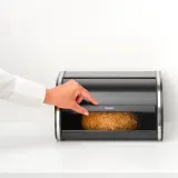 Хлебница выпуклая средняя Brabantia, лакированная нержавеющая сталь, 31.5 см, чёрная матовая — фото 4