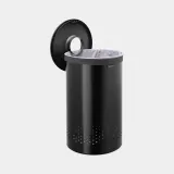 Корзина для белья Brabantia 60 л, чёрная матовая, с хлопковым мешком — фото 4
